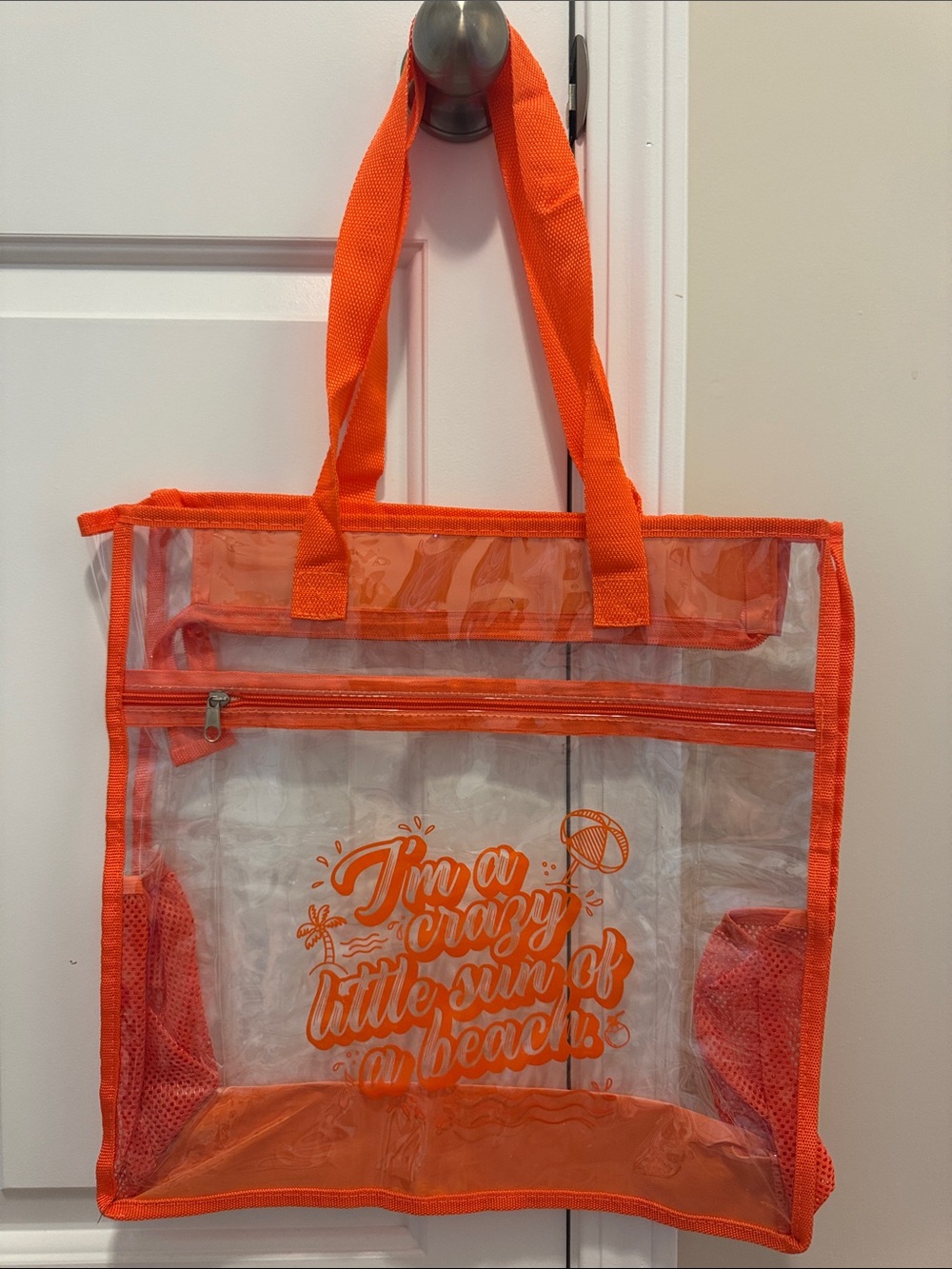 Clear Orange Tote Bag with funny Graphic
